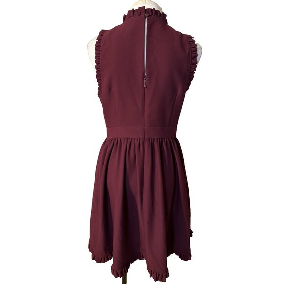 Kate Spade Dress 10 Cherry Burgundy Red Ruffle Trim Stretch Career Church - Picture 4 of 16